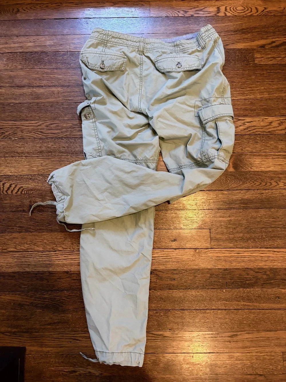 Vintage Banana Republic Y2K Cargo Pants Drawstring Ankle Khaki Green size 12